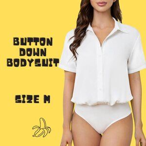🟡 Button Down Bodysuit | Size M | White 🟡